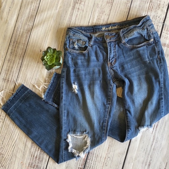 Machine Low Rise Distressed Skinny Jeans - Picture 2 of 9